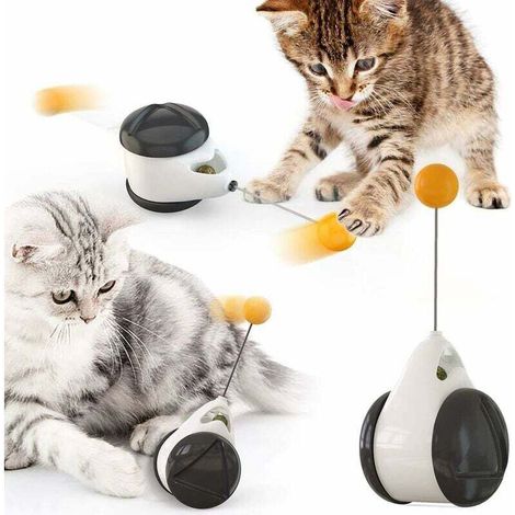 Jouet interactif pour chat - balançoire équilibrée - Balle rotative à 360 degrés - Avec herbe à chat - Stimule l'instinct de chasse attrayant - Jouet d'Entraînement pour chat-Fei Yu