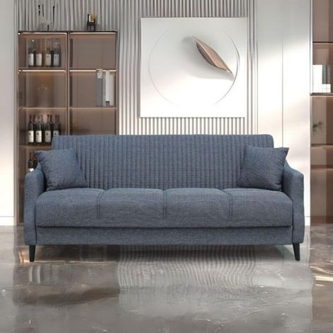 Divano 3 posti con letto e contenitore in tessuto grigio - Montana (1/5)
