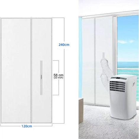 Rideau d'Isolation pour Climatiseur Mobile en Nylon Épais, Panneau Coulissant Ajustable pour Fenêtres et Portes, Kit d'Étanchéité Anti-Fuite pour Climatisation