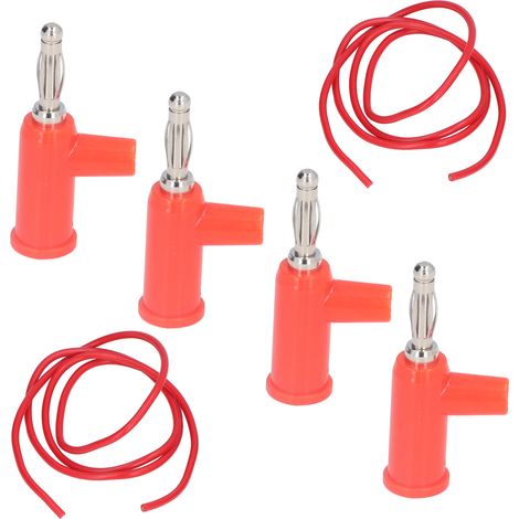 Kit 10 paires de cordons de test banane 4mm, fils 1mm², rouge, pour mesures électriques et dépannage. (1/5)
