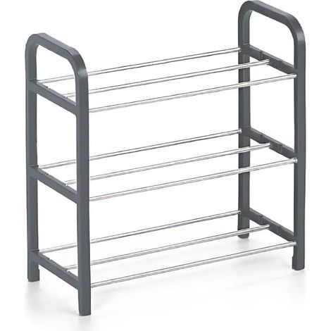 Étagère à Chaussure 3 Niveaux - Métal Robuste et Design Élégant - Meuble Rangement à Chaussure Facile à Assembler - 40x19x44cm, Gris (1/5)