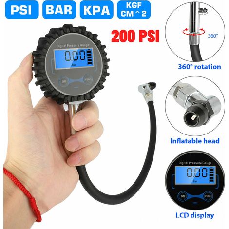 Manomètre numérique LCD 200 PSI pour pneus de camions, voitures et vélos - Testeur de pression de gonflage (1/5)