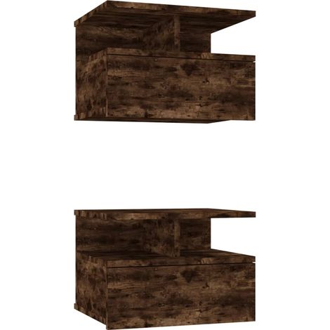 Floating Nightstand 2 pcs Smoked Oak 40x31x27 cm Engineered Wood vidaXL
