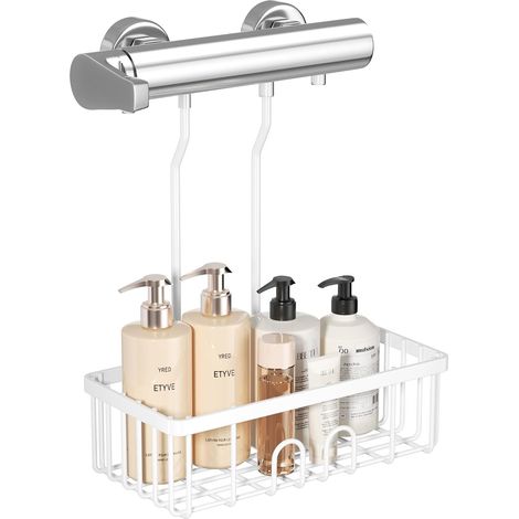 Étagère De Douche Sans Perçage, Panier Suspendu Support Gel Douche Blanc (1/5)