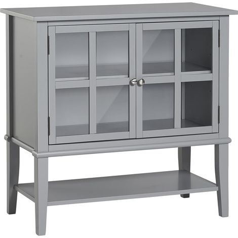 Vitrine avec 2 portes en mélaminé gris (1/5)