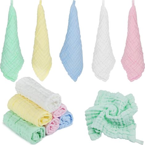 Serviettes de bain en Mousseline (30 x 30 cm) 12 Pièces (1/5)