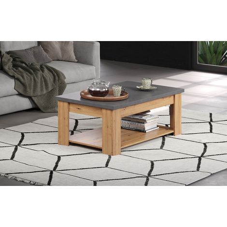 Table basse contemporaine rectangulaire chêne artisan Fabrizio (1/4)