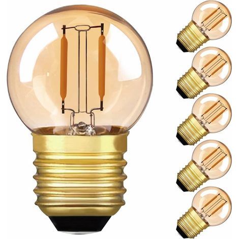 G40 LED-Filament-Mini-Globe-Glühbirne E27 1W Außen Warmweiß 2200K (Bernsteinfarbenes Licht) - 10W-Äquivalent Ersatz für Innen- und Außenbereich, 6er-Pack [Energieklasse G] (1/5)