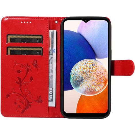 Verre trempé+Coque pour Samsung Galaxy A15/A15 5G 6.5", [Magnétique] Fentes Portefeuille Etui Housse en Cuir PU,Arbre à fleurs (1/4)