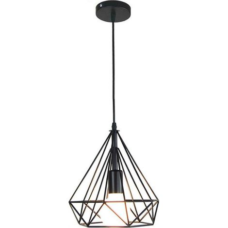 Lustre Antique Diamant Suspension Luminaire Rétro Plafonnier Noir Industriel Métal Vintage 25 CM (1/5)