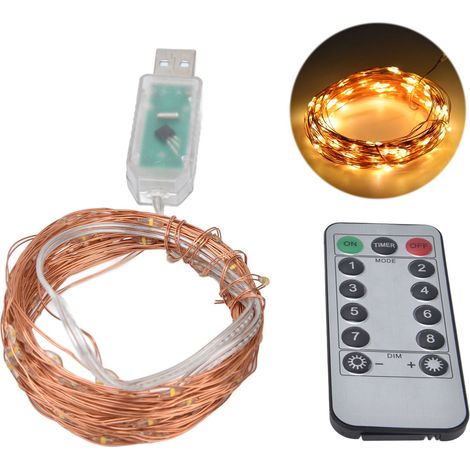 LED-Lichterkette aus Kupferdraht, 8 Beleuchtungsmodi, USB-Fernbedienung für Weihnachtsfeiern und Dekoration (1/5)