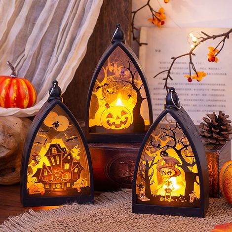 Trois lampes de bureau LED sur le thème d'Halloween, idéales pour les bureaux, les étagères, les cheminées et les décorations de fêtes d'Halloween. (1/5)