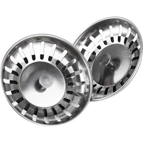 Lot de 2 Bouchon Evier Cuisine INOX, Filtre Evier Cuisine Universel 78MM, Bouchon de Bonde Evier Antiblocage en Acier Inoxydable, pour Cuisine et Salle de Bain