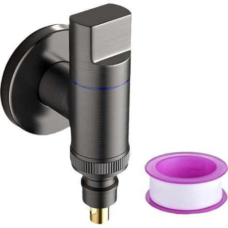 Robinet de Machine à Laver 3/4 Noir Vanne d'Angle en Acier Inoxydable,Arrêt d'Eau pour Machine à Laver,Jardin (1/5)