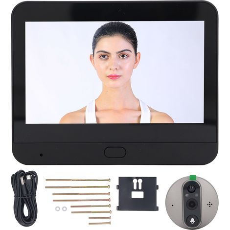 Judas vidéo sonnette WiFi 1080P détection de mouvement 4.3 pouces écran LCD visionneuse de porte numérique (1/5)