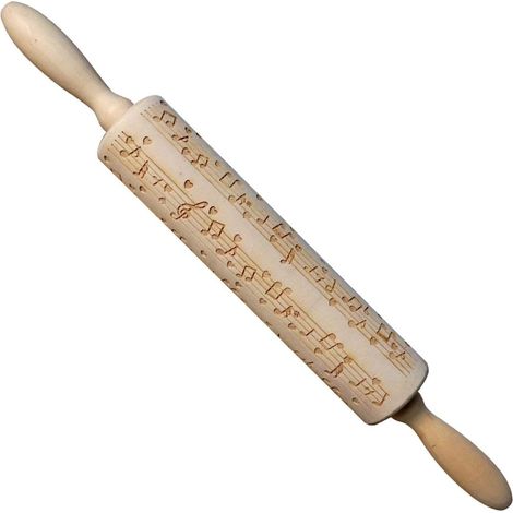 Rouleau À Pâtisserie - Bois Dur Naturel - 35 cm x 4,5 cm - Motif Noël En Relief - 1 Pièce (1/5)