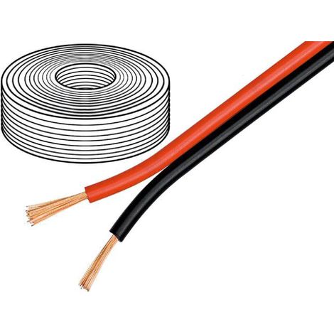 50m de Cable de haut parleurs - 2x0.75mm2 OFC noir et rouge