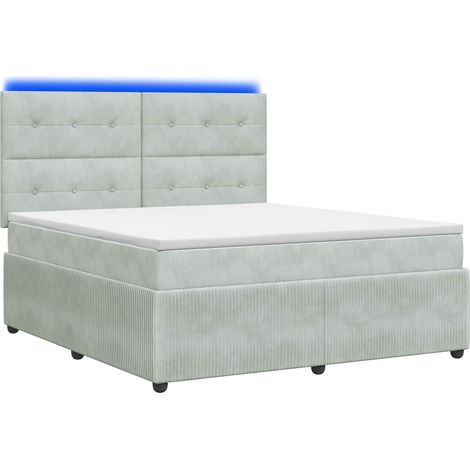 Maison Exclusive - Letto Box Spring LED con Materasso Grigio Chiaro 160 x 200 cm (1/5)