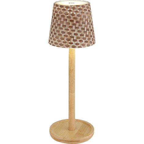 Lampada da tavolo Lampada da tavolo da interno soggiorno lampada da lettura in bambù CCT naturale LED touch dimmer batteria ricaricabile dimmerabile USB, bianco caldo-bianco freddo, DxH 11x33 cm