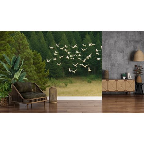 Papier peint animaux envolee doiseaux sur la foret - 150 x 250 cm (1/2)