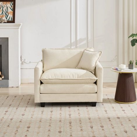 Fauteuil Salon,Canapé 1 Place en Tissu Chenille,Confort Nuageux,Design Ergonomique pour salon/chambre,Beige (1/4)