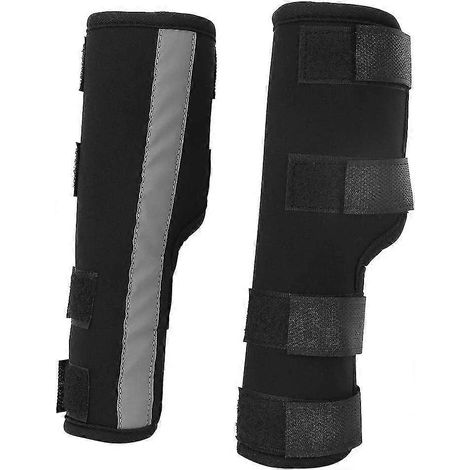 Protection pour pattes avant de chien, genouillères et coudières avec sangles réfléchissantes (noir, taille S) (1/5)