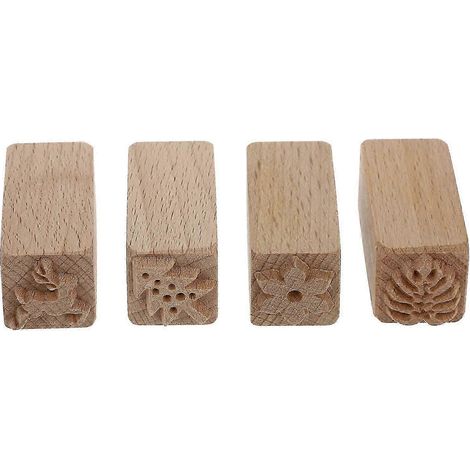 Ensemble de 4 tampons en bois pour desserts Outil d'impression pour biscuits (1/4)