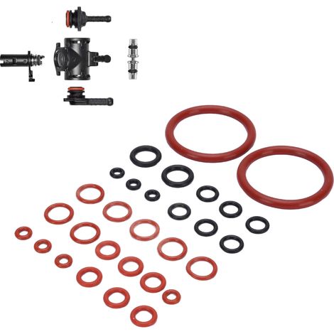 Kit de juntas de silicona para cafeteras – 30 piezas, negro/rojo – juntas tóricas grandes/pequeñas para la reparación de cafeteras (1/5)
