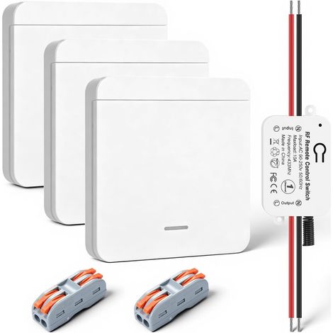 Interrupteur Radio 2300W 10A avec Récepteur Set  Interrupteur Sans Fil Va et Vient 433MHz Portée 30M – Idéal pour Lampe Plafonnier Appareil Électrique Sans Câblage (1/5)