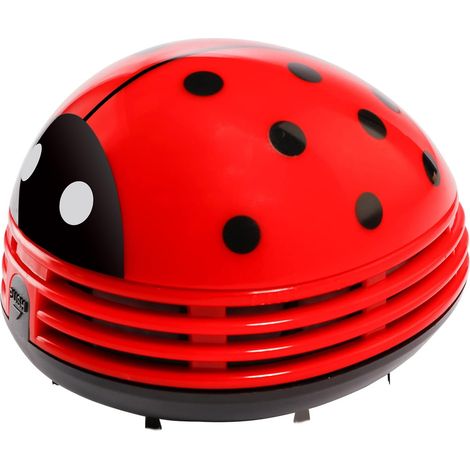 Aspirateur de table d'angle portable en forme de scarabée rouge, mini aspirateur mignon, balai à poussière (scarabée rouge) (1/5)
