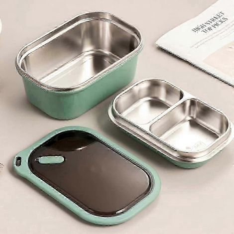 Boîte à bento en acier inoxydable, boîte à lunch portable pour adulte, récipients alimentaires hermétiques à compartiments en acier inoxydable (1/5)