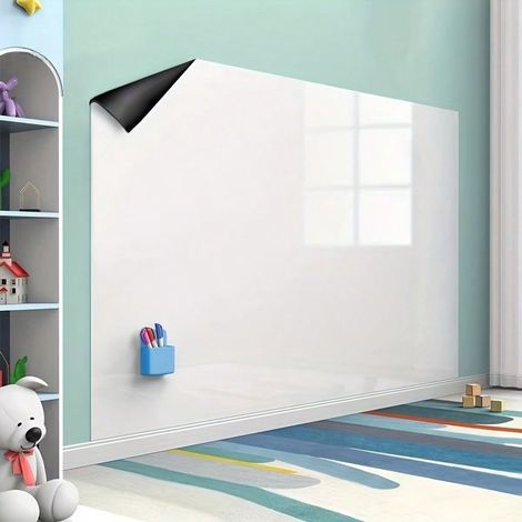 Autocollant mural pour tableau blanc et craie avec essuie, tableau effaçable réutilisable pour décoration de bureau, maison et classe (1/5)