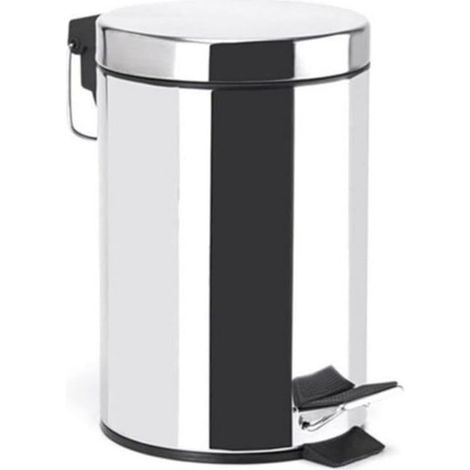 Poubelle de salle de bain à pédale élégante en acier inoxydable avec seau intérieur amovible - Compacte et pratique - Miroir - 3 L (1/5)