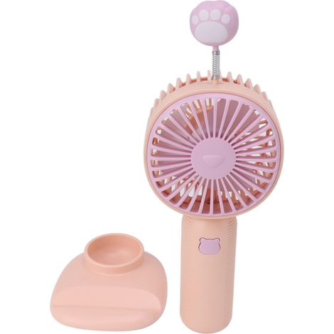Ventilateur portable mini rechargeable par USB avec base pour intérieur et extérieur rose (1/5)