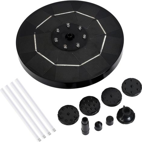 3,5-W-LED-Solarbrunnen für Vogeltränken, Solarwasserpumpe mit Akku, 6 Düsen, schwimmender Springbrunnen für Garten, Vogeltränke, Teich, Schwimmbad, Aquarium, 7 LED-Leuchten