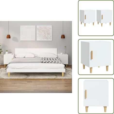 The Living Store Mesitas de noche 2 unidades madera contrachapada blancas - Mesitas de noche