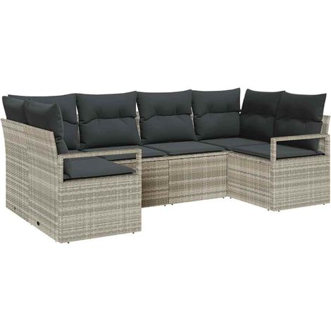 Maison Exclusive - Set di divani con cuscino 6 pcs Grigio chiaro polyrattan