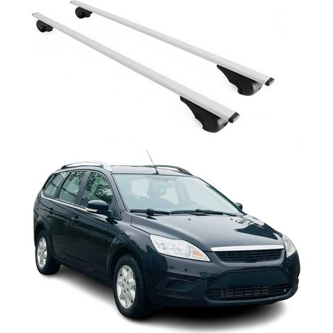 OMAC Dachträger Querträger für Ford Focus II 2005-2010 – Abschließbar – Max. 75 kg – 2 Stangen Stahl Silber (1/5)