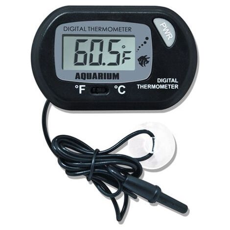 ZVD Thermomètre LCD Numérique d'aquarium avec Ventouses et Sonde Étanche pour Aquarium Fish Tank, Vivarium Reptile Terrarium (2PCS,noir) (1/4)