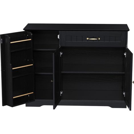 Buffet moderne et élégant avec 3 portes et un tiroir, meuble buffet pour salle à manger, salon et entrée (Noir) (1/5)