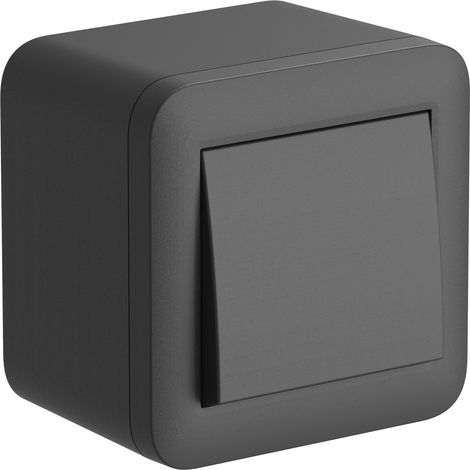 Contenitore da superficie con interruttore/ deviatore FIXA,10A, nero, IP40, compatibile per installazione con tubo rigido e canalina