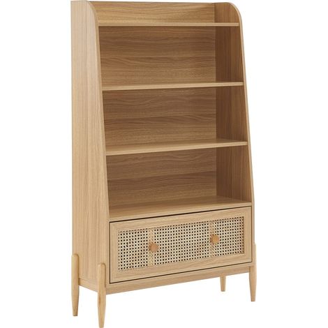 BAÏTA Biblioteca Pablo per bambini, effetto quercia e cannage in rattan (1/5)