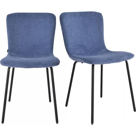 Lot de 2 chaises de repas tissu bleu lavande et pieds métal – ASTRID