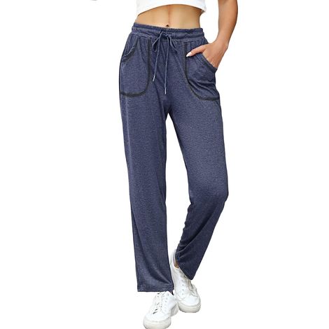 Women's Cotton Jogging Bottoms High Waist Jogging Bottoms with Pockets Casual Trousers Solid Colour for Yoga Pilates Fitness S-XXL (1/5)