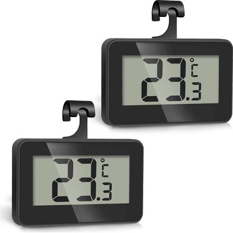Refrigerator Thermometer, 2-Piece Mini Digital LCD Thermometer with Hook, Freezer Thermometer Temperature Sensor Tester for Refrigerators, Kitchens, and Freezers (1/5)