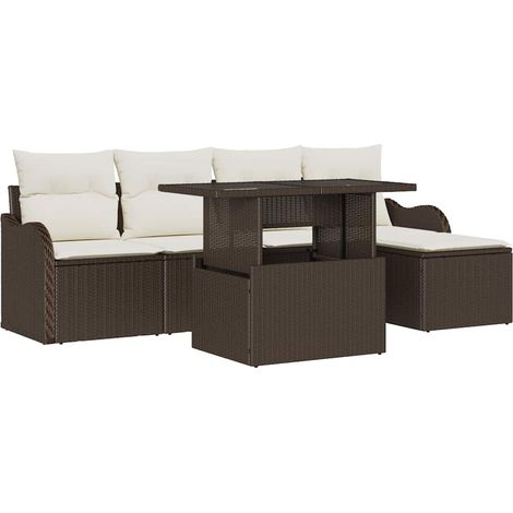 Maison Exclusive - Sitzgruppe für den Outdoor mit Kissen 6 pcs Br