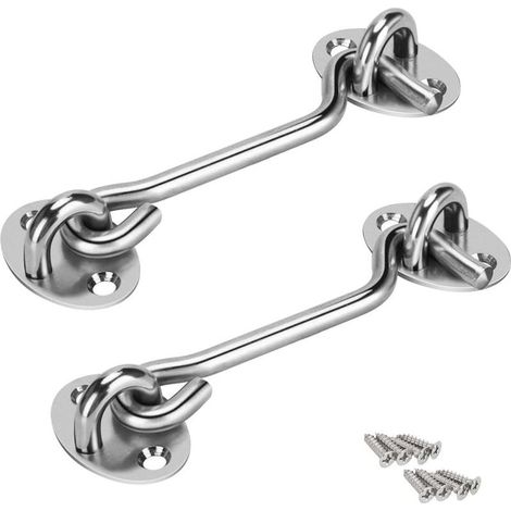 Crochet de Cabine,Abri de Verrouillage de verrou de Portail Loquet de Porte Silencieux, Crochets à illets en Acier Inoxydable pour Les Portes de Garage de Porte de Hangar(2Pcs)- (1/5)