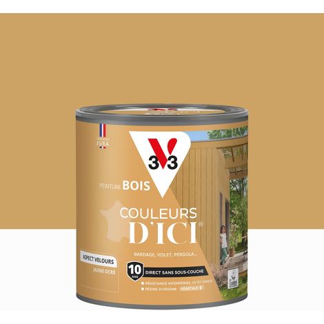 Pintura para madera de exterior V33, Colors from Here, Amarillo ocre terciopelo 0,5 l V33