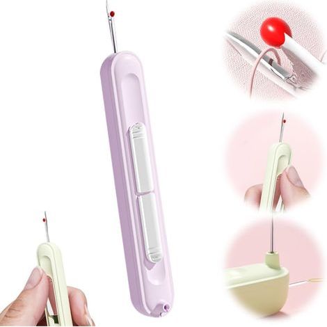 2-in-1 Nadeleinfädler, Steckbarer Nadeleinfädler, Einziehbarer Nadeleinfädler, Fadenentfernungswerkzeug für Handnähen, Stricken, Sticken und Fadenentfernung (Lila, 1 Stück) (1/5)