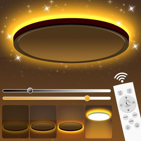 Runde LED-Deckenleuchte, 24 W, einstellbare Farbtemperatur: 1800 K (Nachtlicht), 3000 K/4000 K/6500 K (weiß), Schutzart IP44, wasserdicht, für Schlafzimmer, Flur, Garage, Küche, Balkon, Wohnzimmer, Ba (1/5)